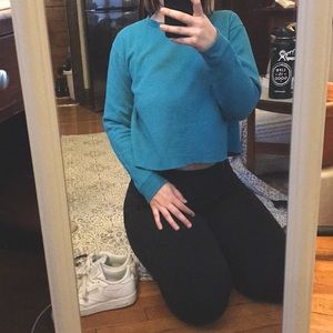 Teal Cropped Crewneck Sweatshirt
